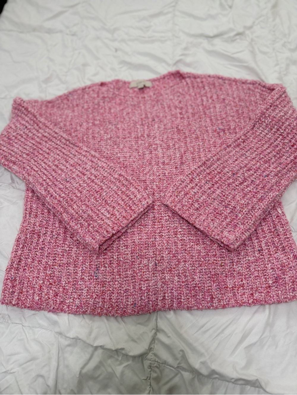 LOFT Pink Ribbed Knit Pea Coat